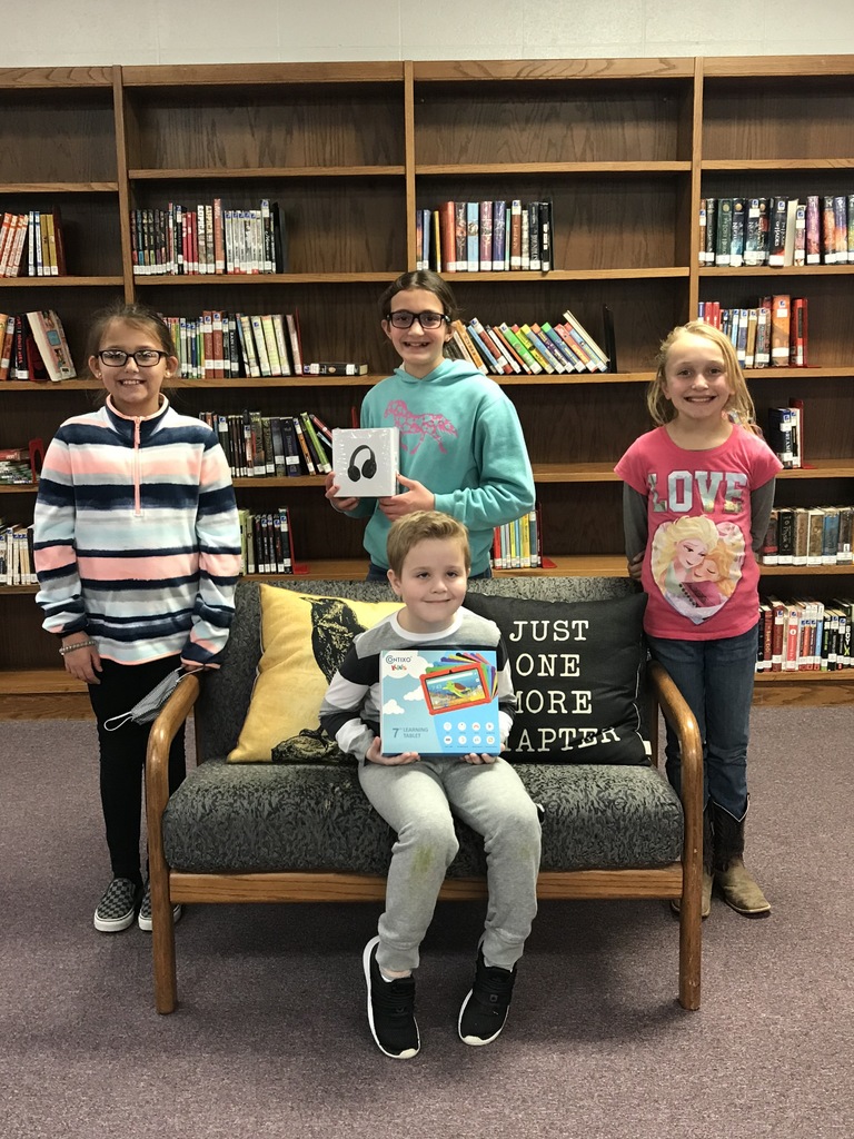 K-4 Spelling Bee: L-R: Chloe Wall, Isaac Smith, Carly Austin, Laney Daniel